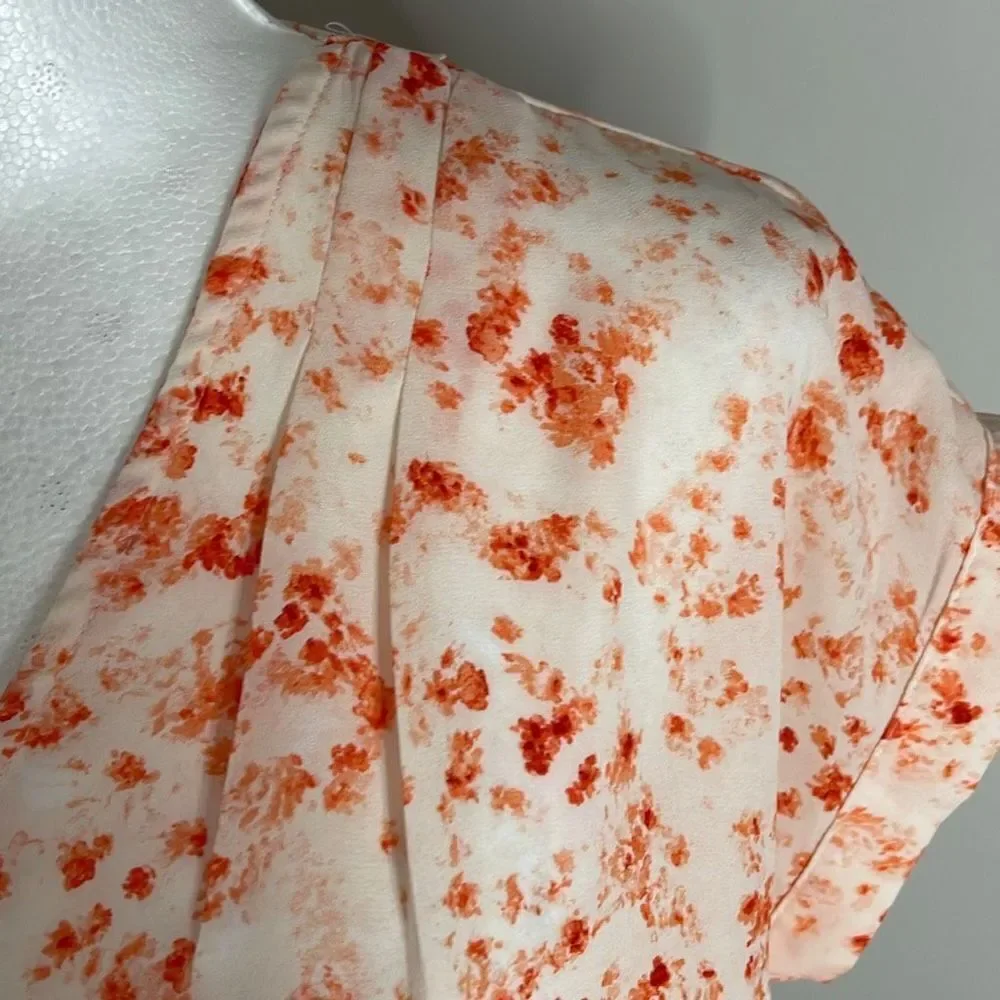 Simply Vera Capped Sleeve Blouse. Size Small. Peach Floral - Picture 3 of 9